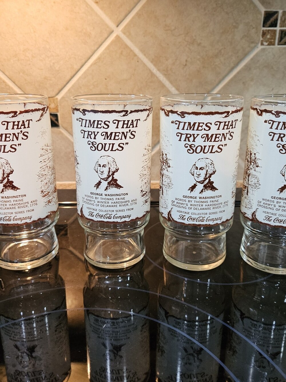 VTG Coca-Cola Heritage Collector Glasses George Washington Set Of 4